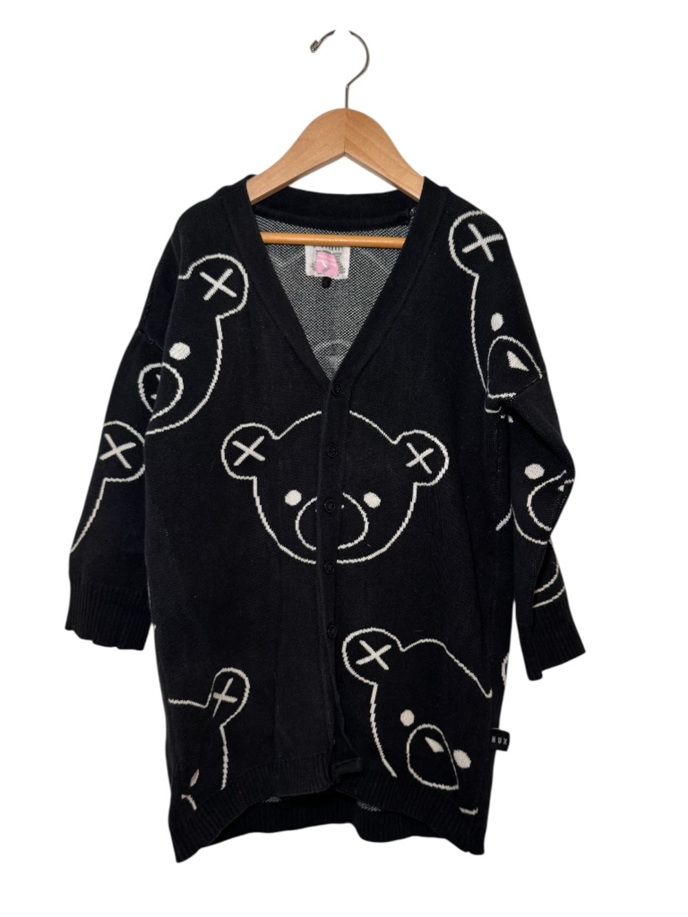 HUXBABY / HUX black & white knit mid-length cardigan - size 5 (flex/generous)